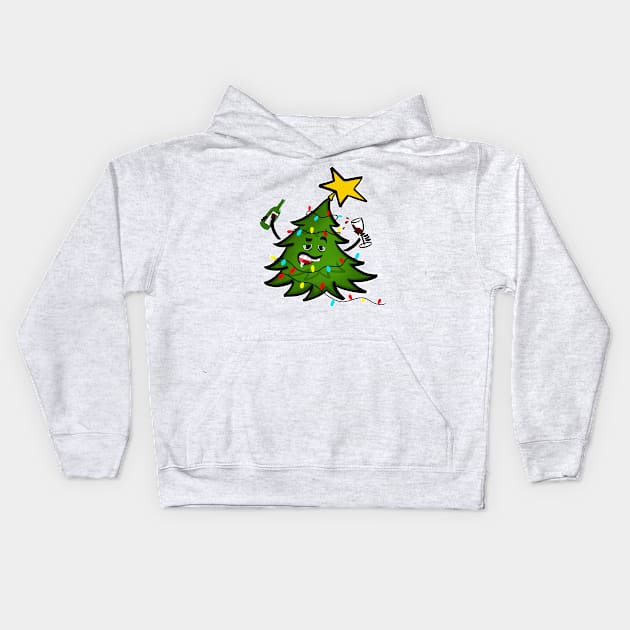 Tipsy Christmas Tree Kids Hoodie by SusanaDesigns